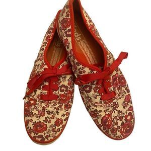 Keds Canvas Lace Up Sneakers‎ Womens Floral Ribbon Lace Shoe Sz 7.5
